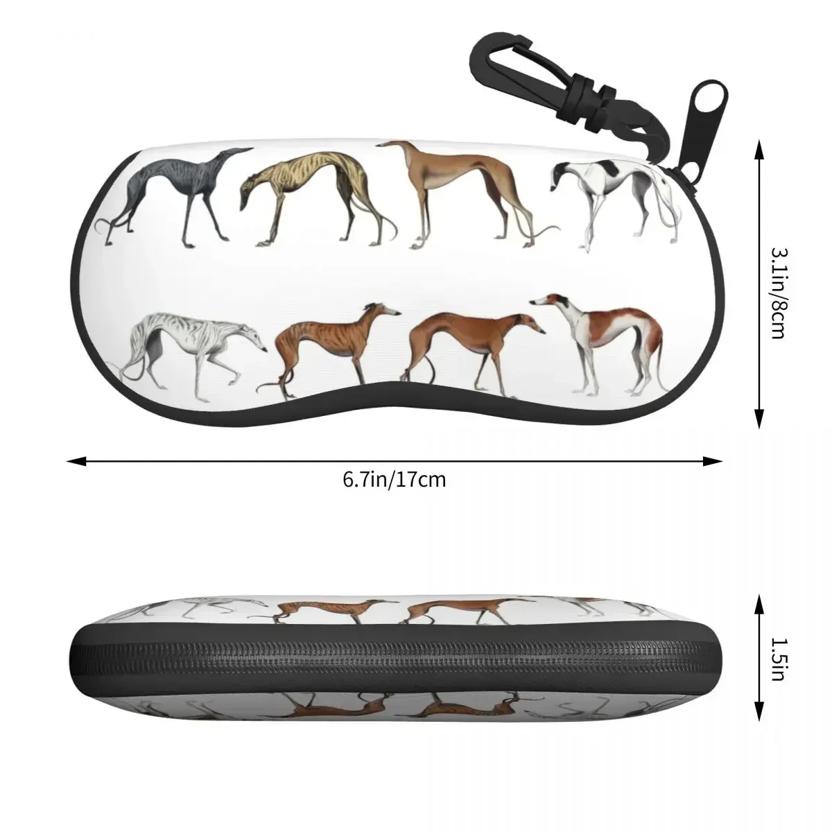 Cute Whippet Sighthound Dog Eyeglass Glasses Case Women Men Soft Greyhound Hound Sunglasses Protective Pouch