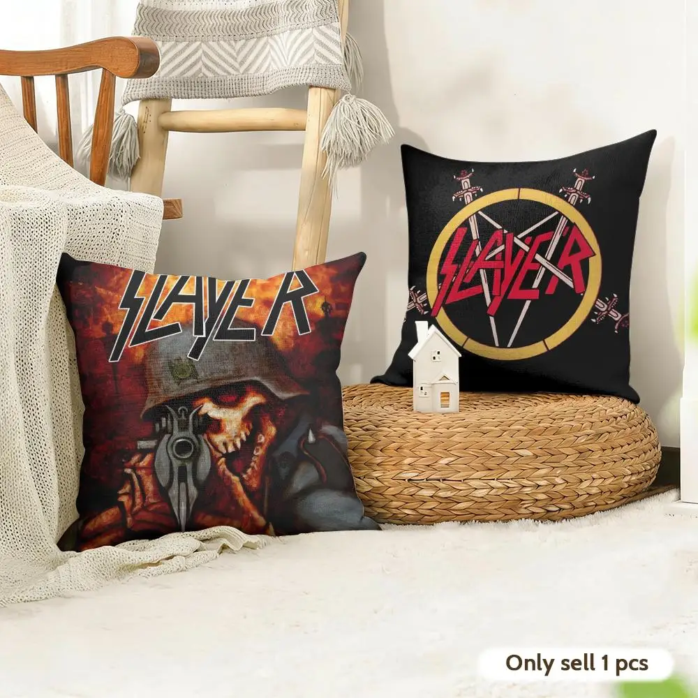 Classic Band S-Slayer Cushion Cover Organic Linen Square Pillow Case Durable Non-Allergenic And Kind To Skin