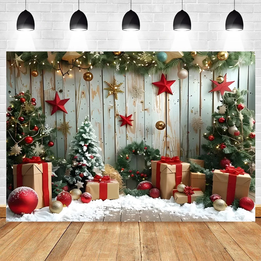 Wooden Board Christmas Backdrop for Photography Winter Snowman Backdrop Merry Christmas Background New Year Xmas Party Props