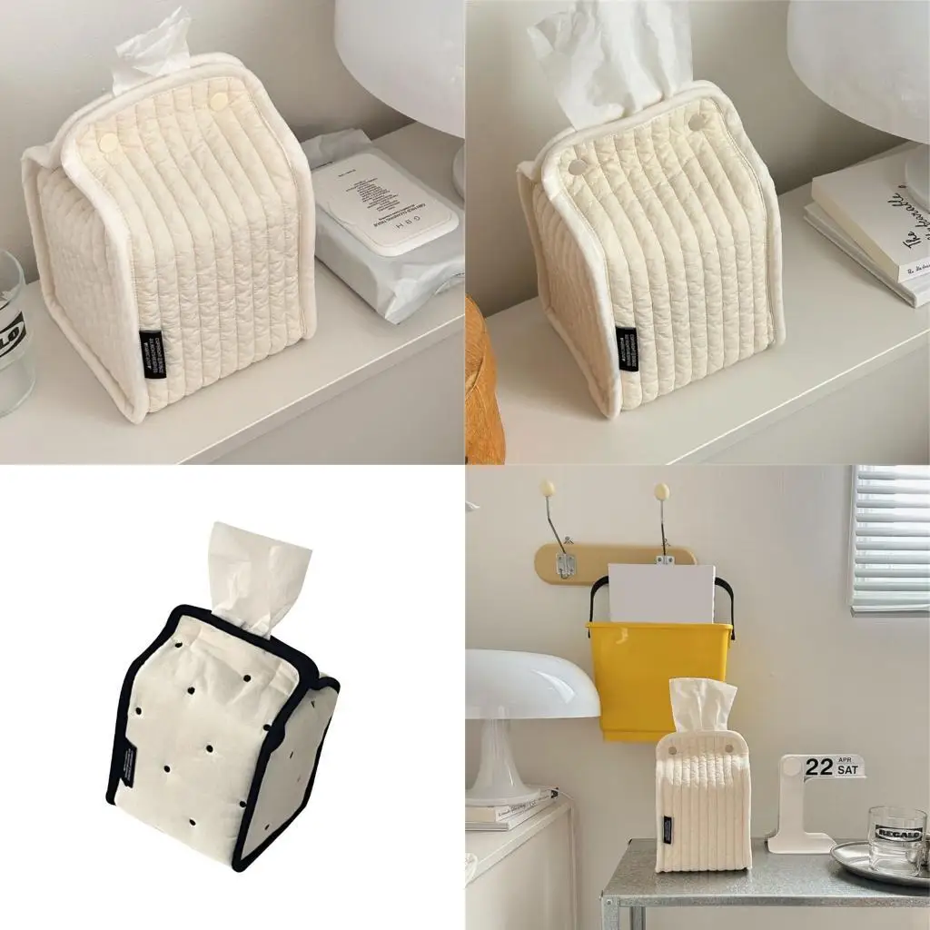 

R66A Standing Fabric Tissue Organizers Striped Cotton Kitchen Desktop Storage