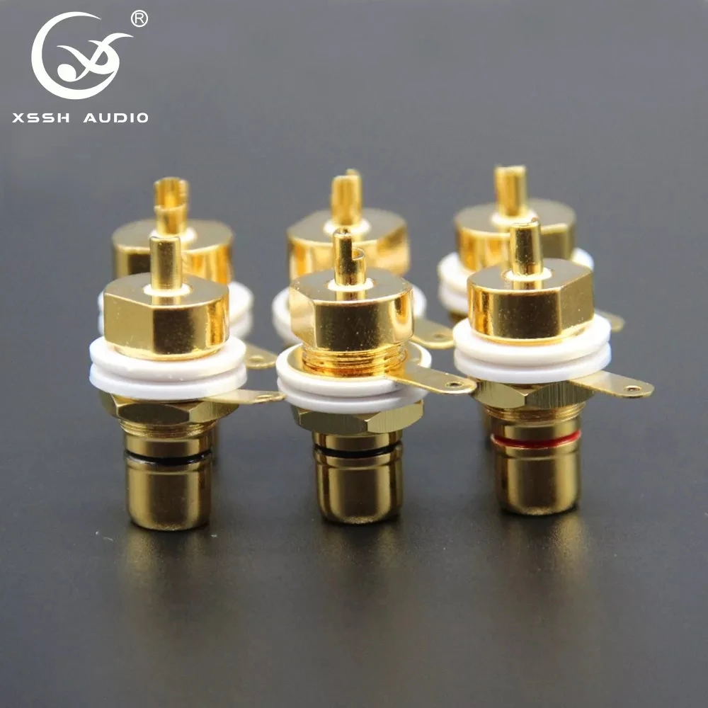 4pcs 8pcs Brass Plated Gold Binding Post YIVO XSSH Audio HIFI 8mm Jack Plug Terminal Electric Female RCA Socket Connector