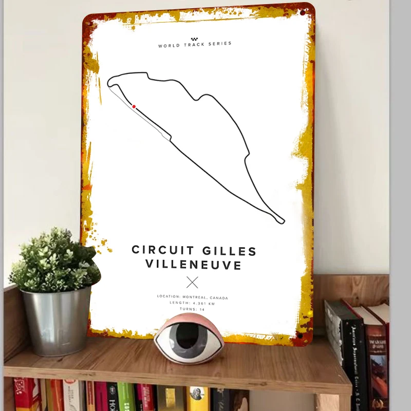 Circuit Gilles Villeneuve Metal Wall Art Montreal Canada Formula Racing Track Decor for Home Garage