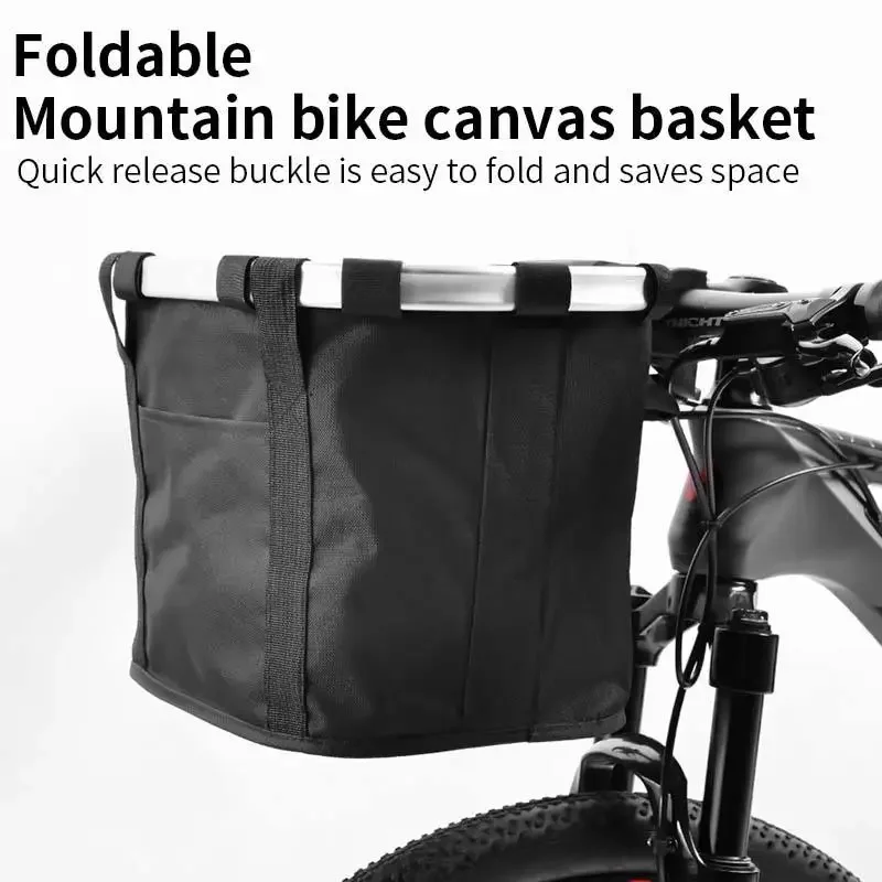 

Bicycle Front Basket Bike Small Pet Dog Carry Pouch 2in1 Detachable MTB Cycling Handlebar Tube Hanging Fold Baggage Bag 5KG Load