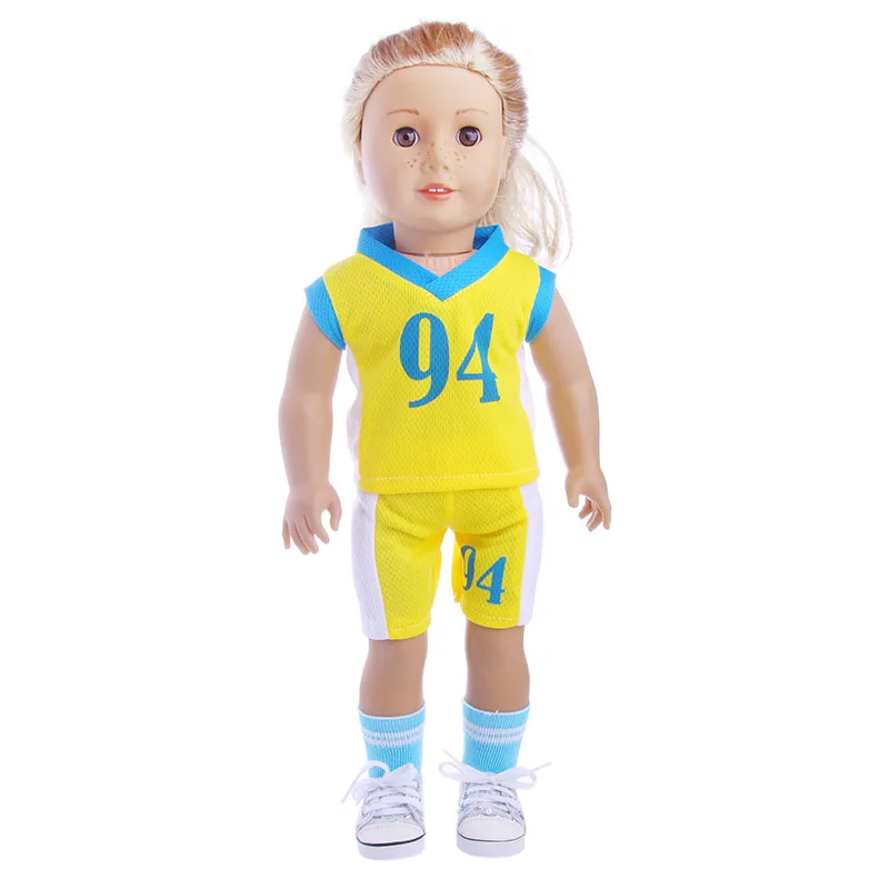 18Inch Amerikaanse Baby Meisje Poppenkleertjes Voetbal Sneakers Schoenen & 43CM Reborn Baby Nieuwe Geboren Pop Accessoires voetbal Pakken