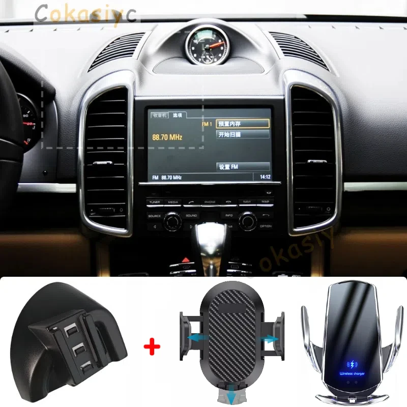 Support de téléphone portable de voiture pour Porsche Broderie, supports de téléphone portable de voiture, chargement sans fil, partenaires spéciaux, accessoires de base, 2010, 2011-2015