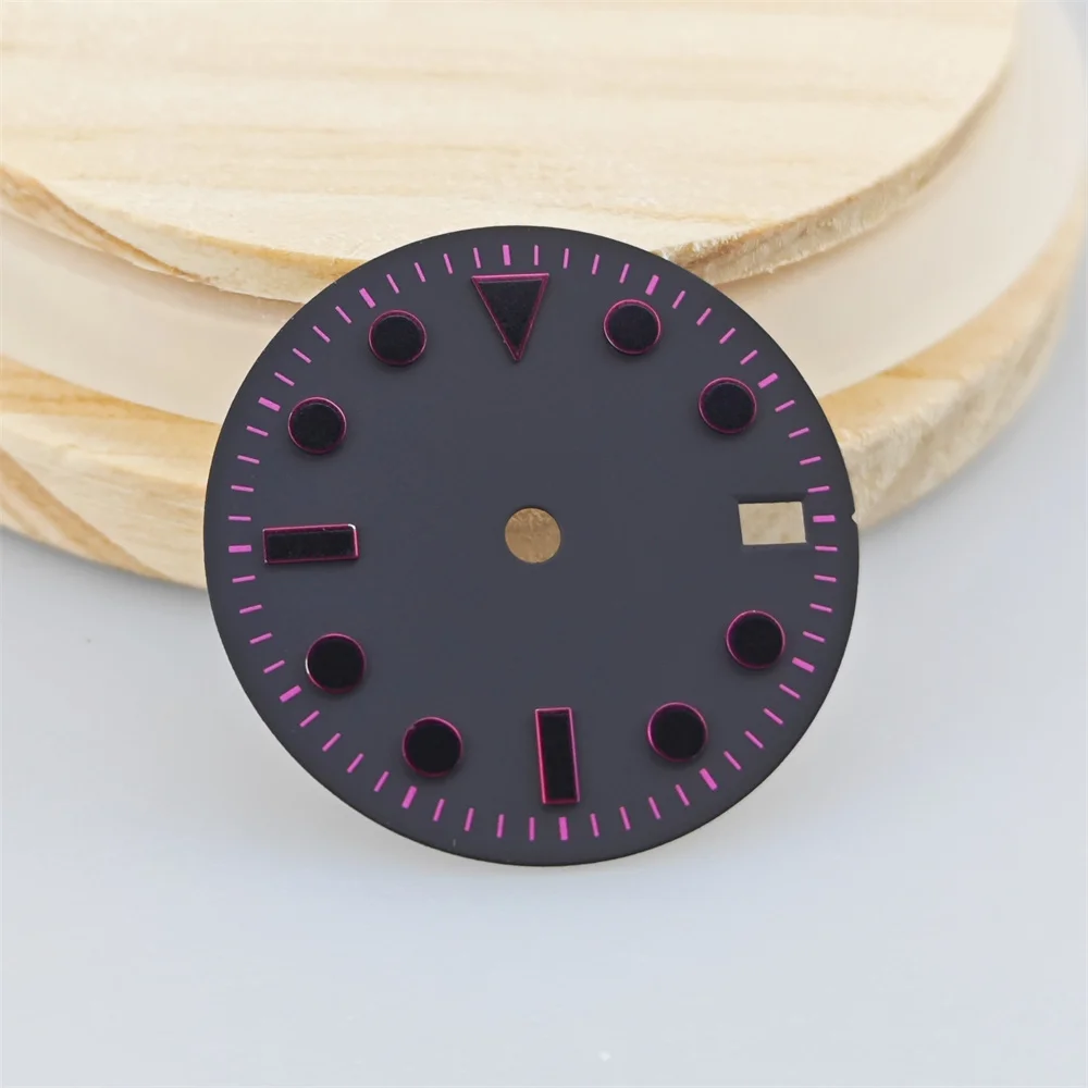 Modificado mostrador do relógio mecânico com superfície de brilho verde, assistir acessórios, DIY, luminoso, luminoso, 28,5 milímetros, NH35