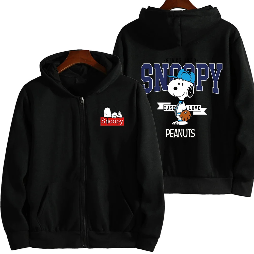 Anime Snoopy printed hoodie student couple sports street casual zipper hoodie