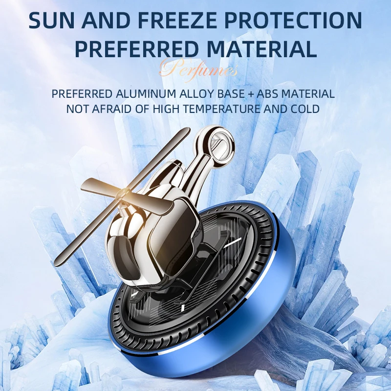 سيارة تعمل بالطاقة الشمسية طائرة معطّر الهواء هليكوبتر نوع لوحة القيادة الداخلية العطر الناشر مزيل العرق الروائح حلية #3