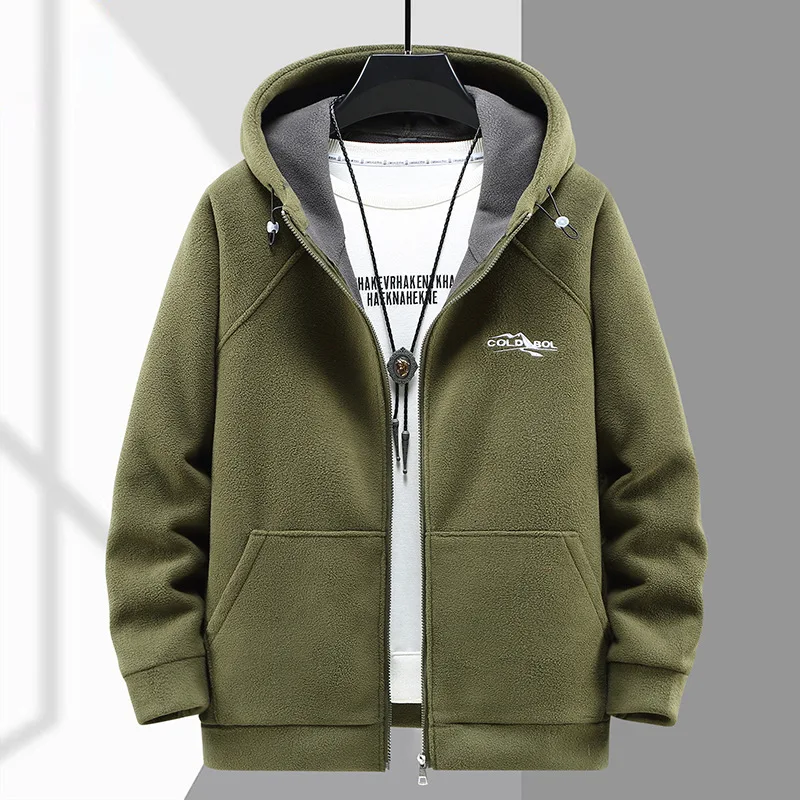 Polar Fleece Jacket Men Plus Size 11XL 12XL Solid Color Jackets Autumn Winter Warm Hooded Jacket Coat Male Outerwear Big Size