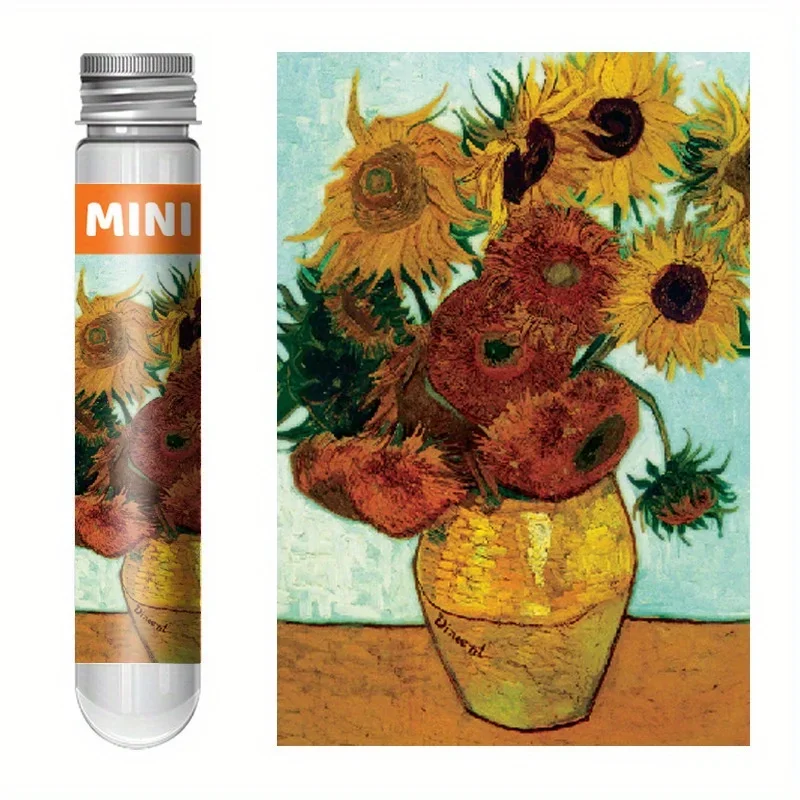 Van Gogh Sunflowers 150 Mini Test Tube Puzzle World Famous Painting Series Travel Puzzle  Frame for Children teen Adult YC-M