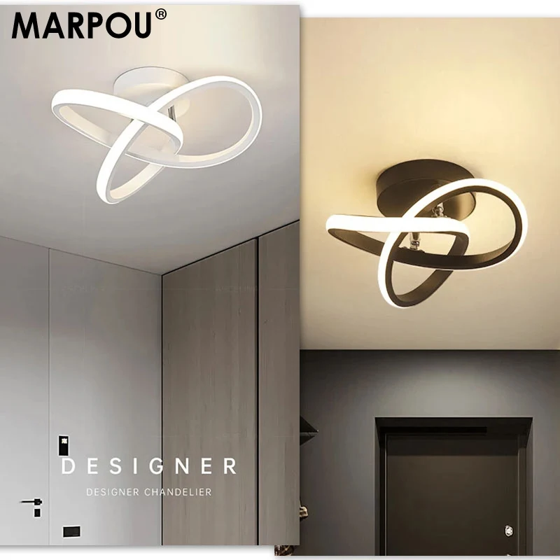 MARPOU Nordic Led Ceiling Lights For Corridor Aisle Lamp Black White Modern Ceiling Lamps For Balcony Entrance Home Decoration