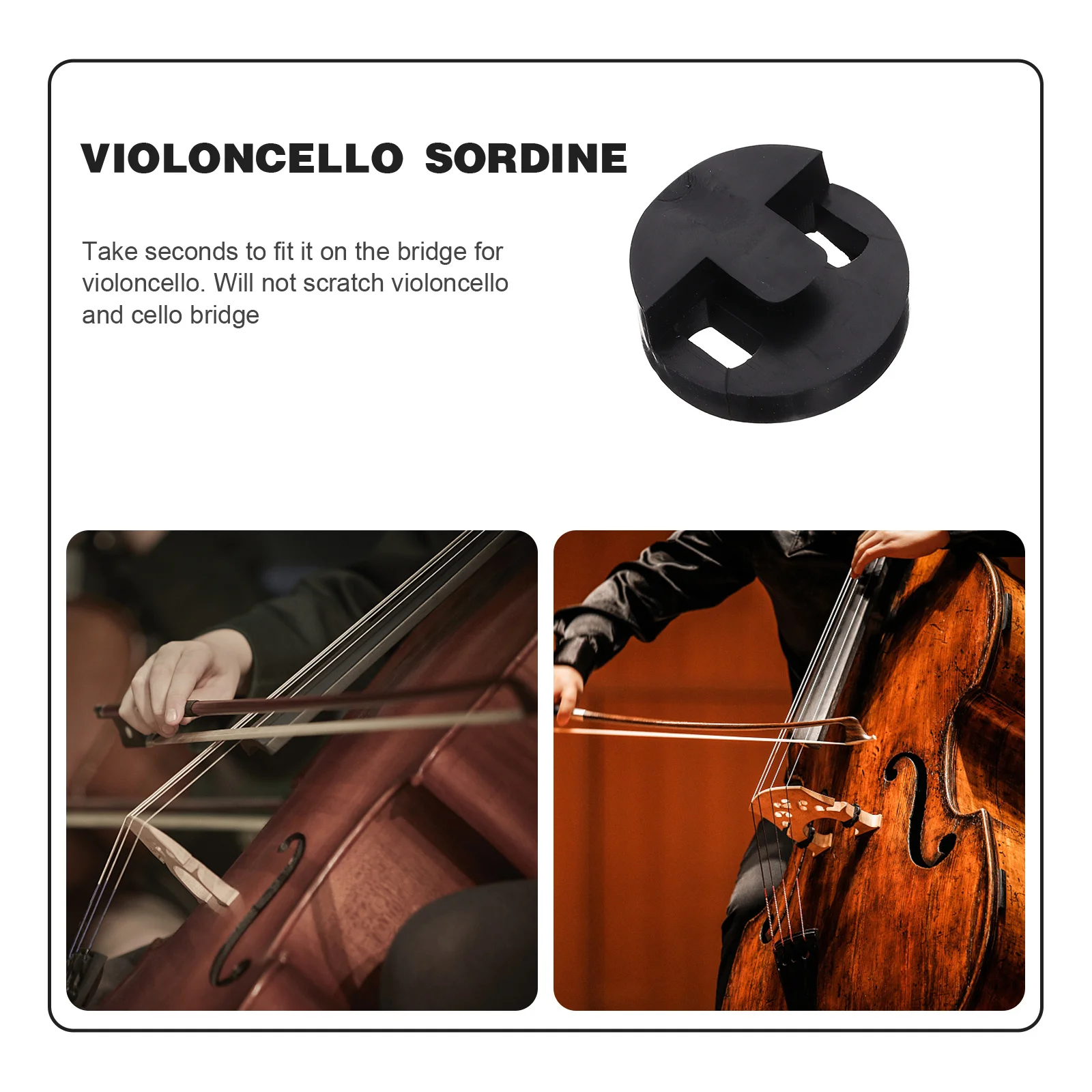 

Violoncello Practice Mute in Premium Rubber Cello Sordine for Reduction Maintains Tone Quality Fast