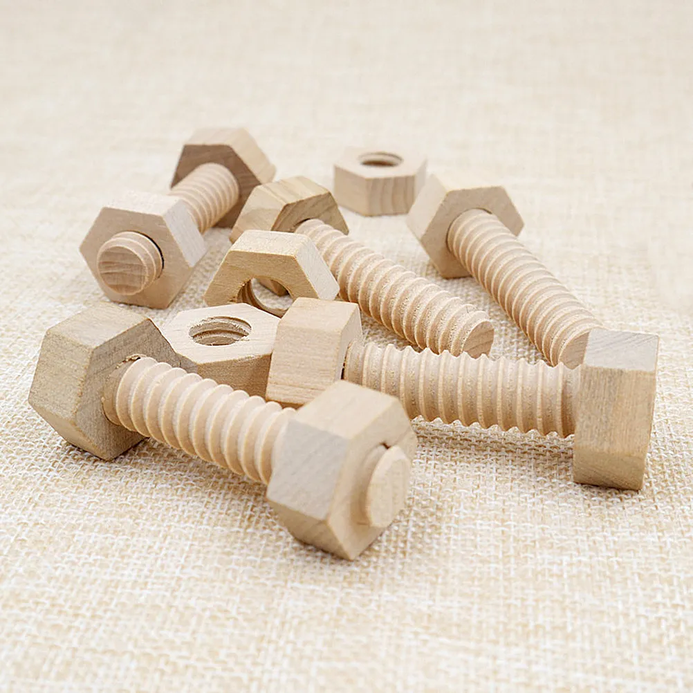 3Pcs Screw Nut Assembly Puzzle Wooden Educational Game for Kids Fine Motor Skills Desktop Decorative Ornament Wooden Ornaments