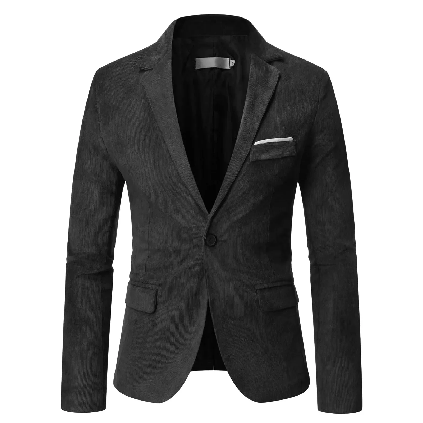 Popular Corduroy Men Blazer Turndown Collar Plus Size Slim-fitting Button Suit Jacket Comfy Men Coat for Office Blazer For Men