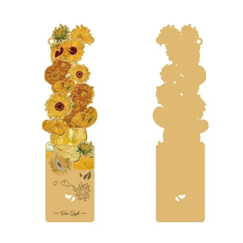 Oil Painting Metal Bookmarks with Tassels Hollow Flower Engraved Bookmarks  D2RC