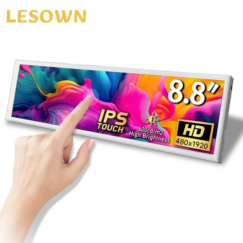 LESOWN PC Aida64 용 LCD 온도 CPU 데이터 모니터, 8.8 인치 스트레치 바, IPS 터치 와이드 스크린, 휴대용 보조 디스플레이, 1920x480