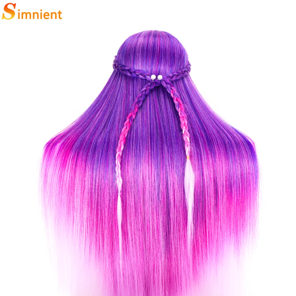 Têtes de mannequin de coiffure de cheveux de fibre synthétique de 70 cm 100% pour poupées têtes de Mannequin pour perruques Mannequins coiffures factices tête à coiffer accessoires pour coiffeur tete de mannequin