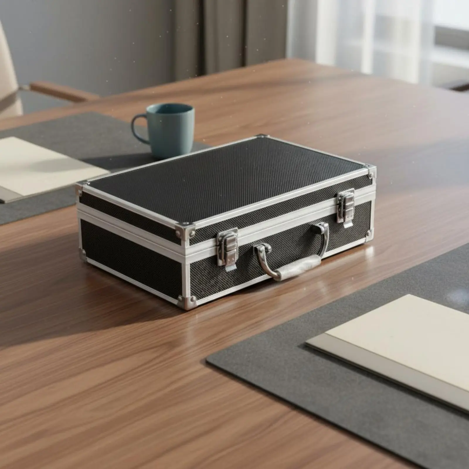 Locking Protective Case Lockable Security Hard Shell Carrying Case Aluminum Briefcase Portable Tool Container Shockproof