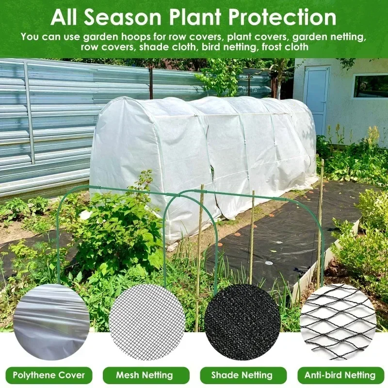 Steel Greenhouse Plant Hoops Durable Reusable DIY Seedling Arch Bracket Garden Vegetable Grow Tunnel Support for Gardening
