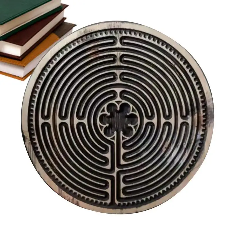 Finger Maze Board wooden mindfulness tool and altar decoration Portable and Sturdy Wooden Finger Labyrinth for meditation