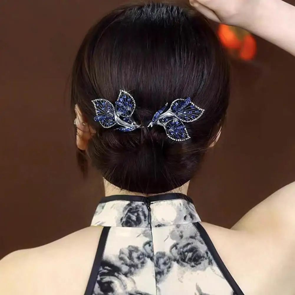 Rhinestone Flower Hair Clip Whale Tail Rhinestone Flower Hair Clip Lazy Hair Curler Deft Bun Maker Elegant Hair Clip For Women image 3