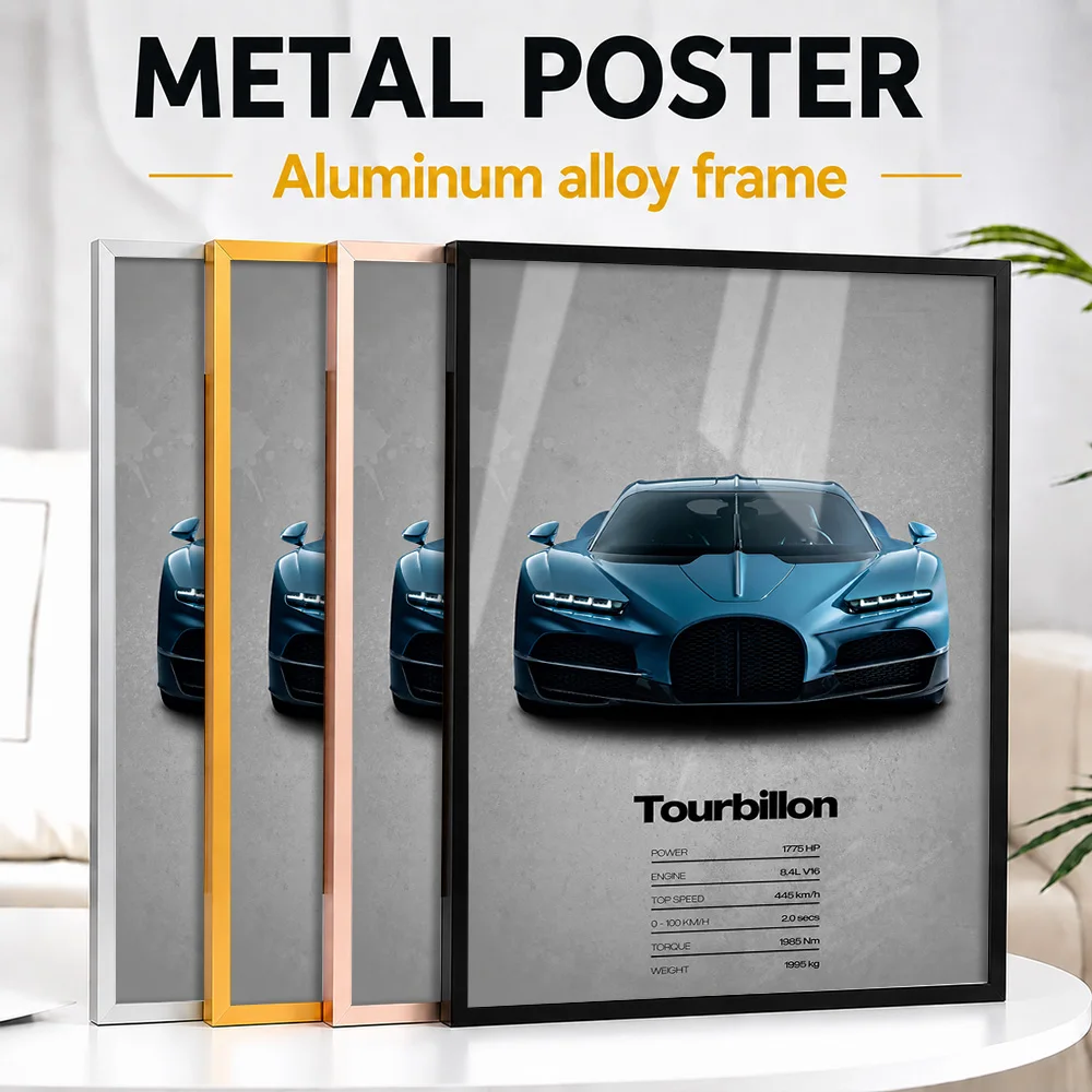 France Tourbillon Car Framed Aluminum Metal Poster Customized Photo Dynamic Speed Style Wall Art For Garage Unique Driver Gift