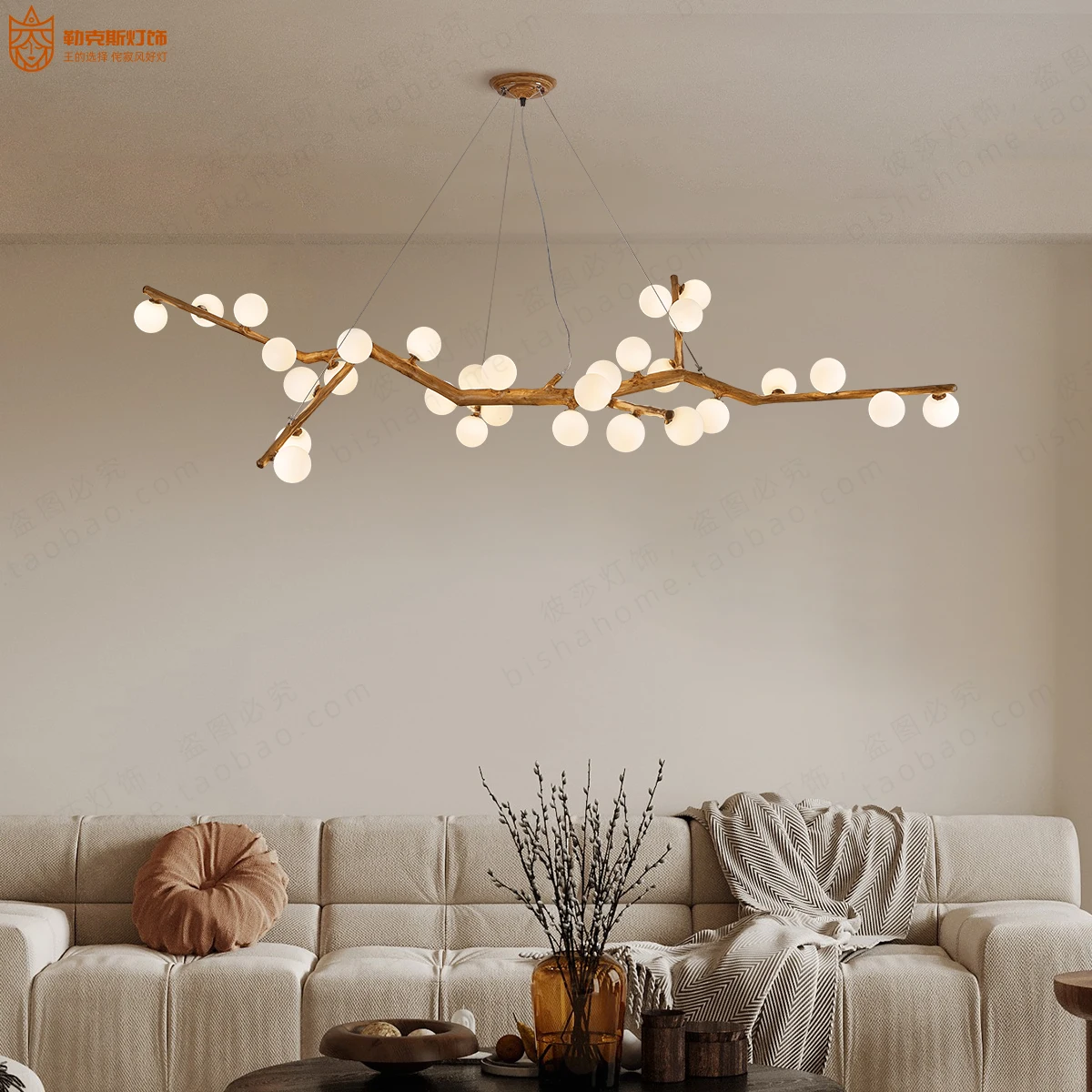 Wabi Silent Wind Imitation Tree Branch Chandelier Homestay Zen Tea Room Light Nordic Japanese Chinese Style