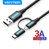 Vention USB Type C Cable for Redmi note 8 2 in 1 Fast Charging Micro USB Cable for Samsung  Galaxy Note S10 Moble Phone USB Cord