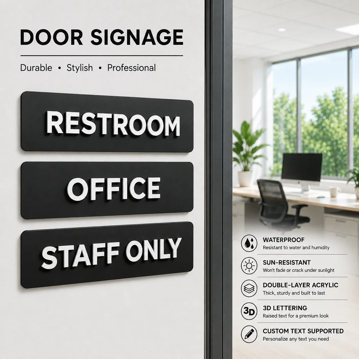 Custom Door Sign House Entrance Sign Personalized Acrylic Office Room Business Hotel Door Plaque Salon Signs Baby Room Name Sign