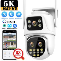 5K 9MP Wifi PTZ Camera Outdoor 8X Zoom Auto Tracking Camera HD Three Lens Dual Screen CCTV Video Surveillance Security Cam ICsee