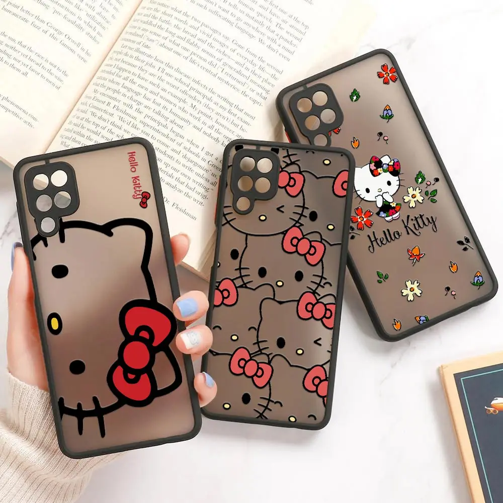 

Matte Case For Samsung Galaxy A02 A03 S A50 A70 A30 A40 A20 A7 M30S M21 M51 M32 Note 20 Phone Cover Hello Kitty Cute Cartoon Cat