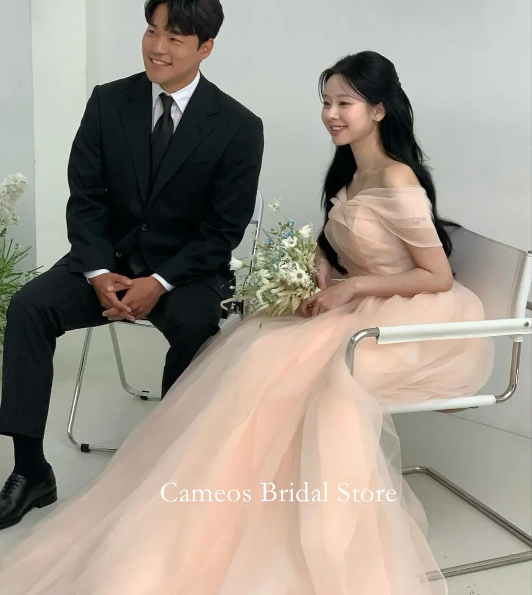 FANAN Customized Pink Evening Party Dresses Organza Korea Backless Ruched Wedding Women Gowns Event Prom Gowns Customized
