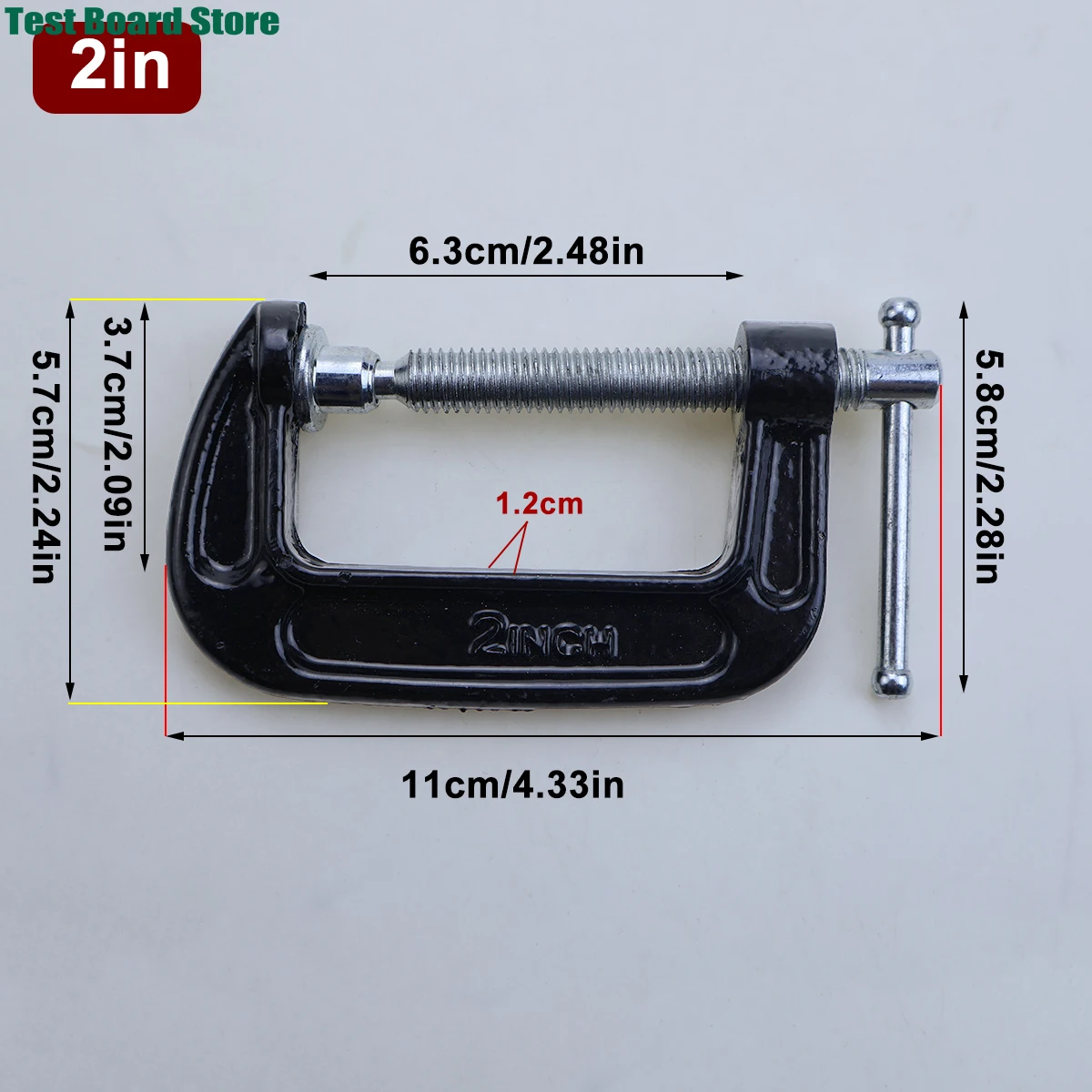 1Pce G-Type Heavy-Duty Woodworking Vise, 2, 4, 6 Inches Woodworking Clamp, G Clamp, D-Type Clamp, with Forged Steel Frame, Black