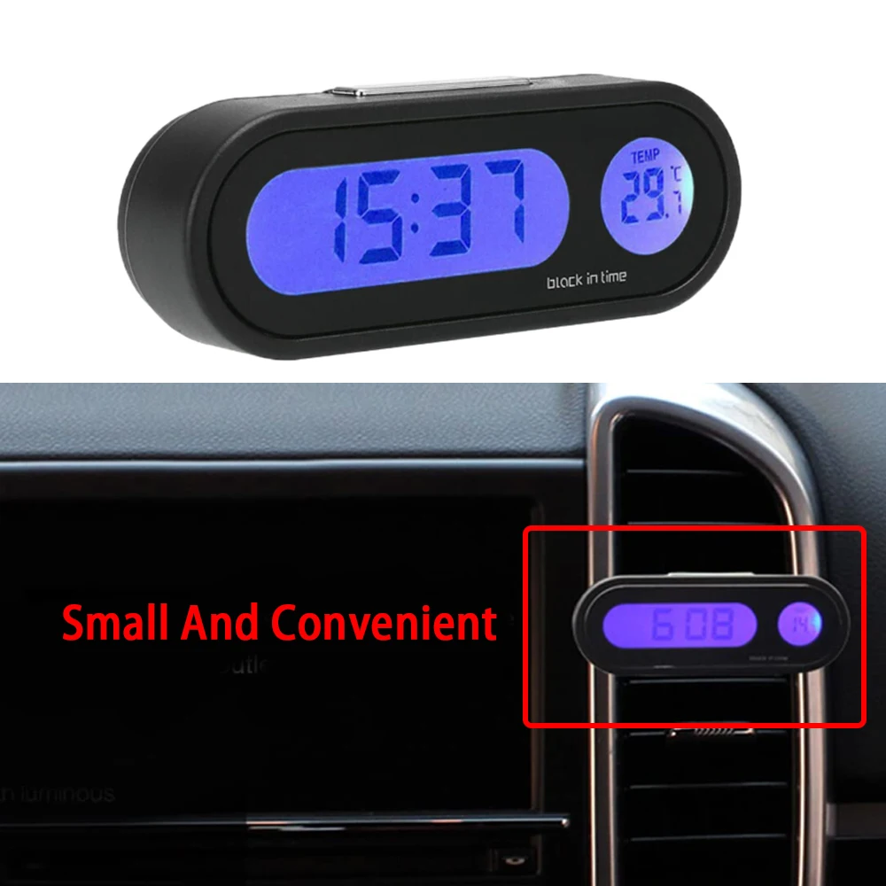 2-in-1 Digital Alarm Clock Temperature Dual Alarm Dual Functionality Backlight Feature Temperature Clock Fit For Vehicle Offices