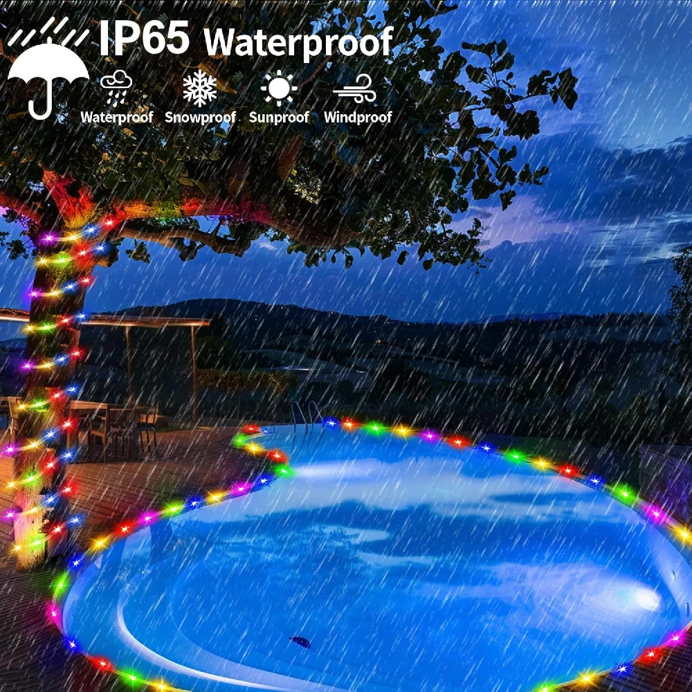 أضواء حبل الشمسية IP65 LED سلسلة الجنية أنبوب أضواء للحزب حديقة ساحة المنزل الزفاف عيد الميلاد هالوين عطلة شجرة تزيين