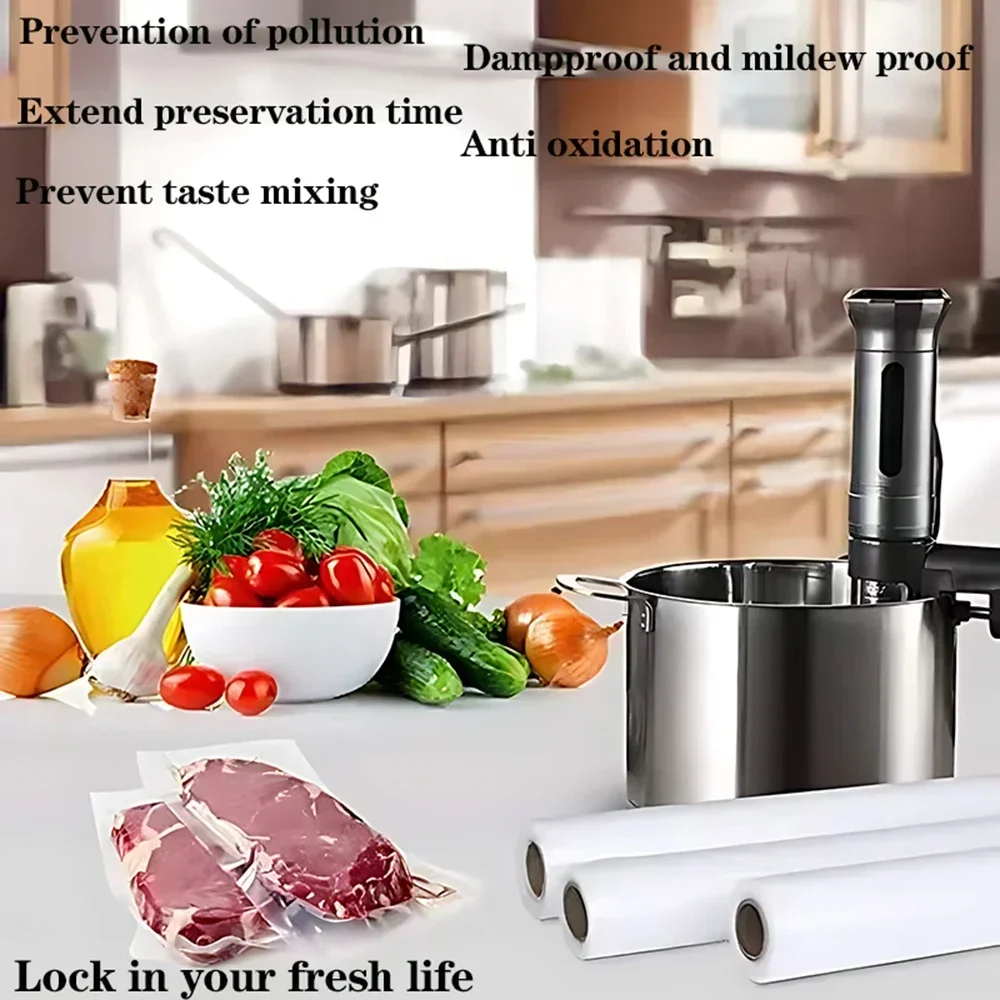 식품용 롤 진공 가방 1개, 1500cm 진공 식품 보존 가방, BPA 프리, 밀봉 보관 가방, 식사 준비 및 수비드