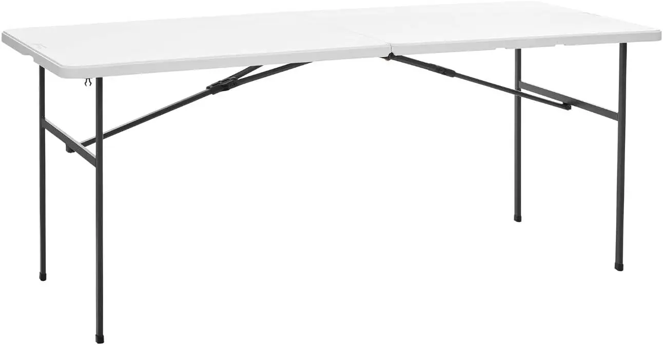

6 Foot Fold-In-Half Table With Straight Legs, White