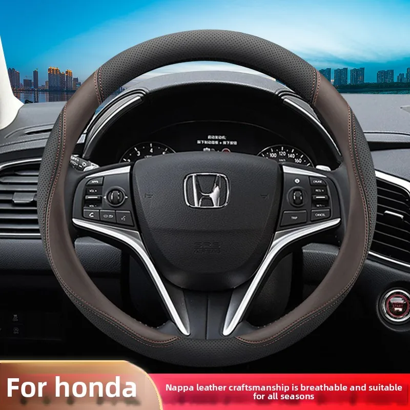 

Leather Car Steering Wheel Cover for Honda Passport Crv Hrv Civic Pilot City 2024 2025 2026 Accessories