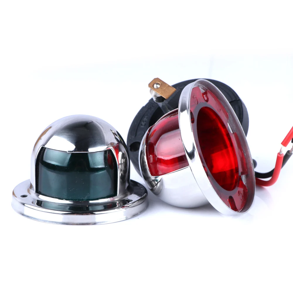 Marine LED Navigation Lights, Red and Green, Sailing Lamp, Warning Signal Light, Stainless Steel,  Boat, Yacht, 12V, 2Pcs