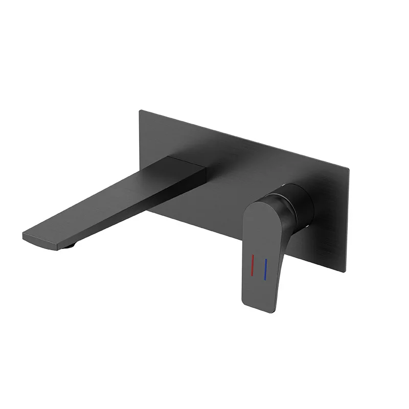 

Concealed, faucet, hot and cold, bathroom, embedded, extended, all copper, gun gray, wall type, splash proof