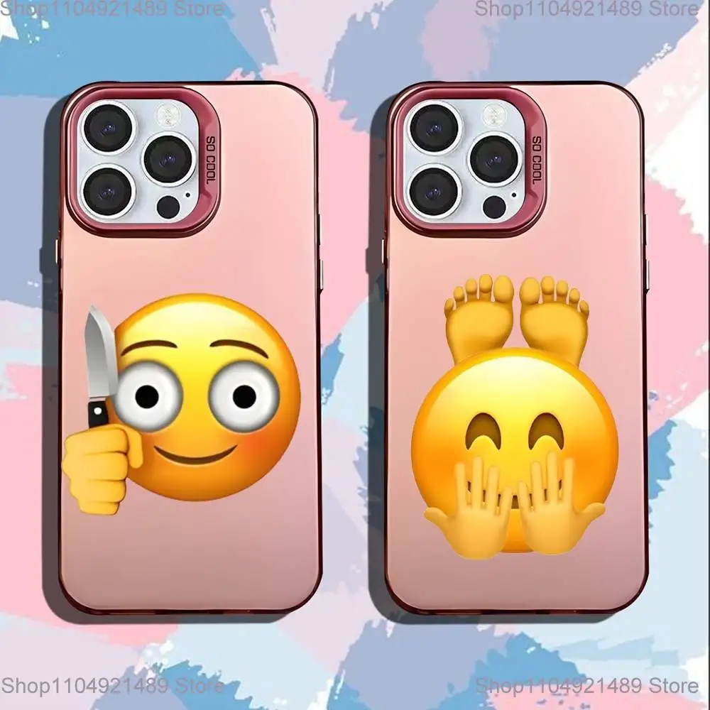 

Funny Emoji Faces Stickers Phone Case For iPhone 16,15,14,13,12,11,Mini,Pro,SE,MAX Pink Matte Silicone Cover