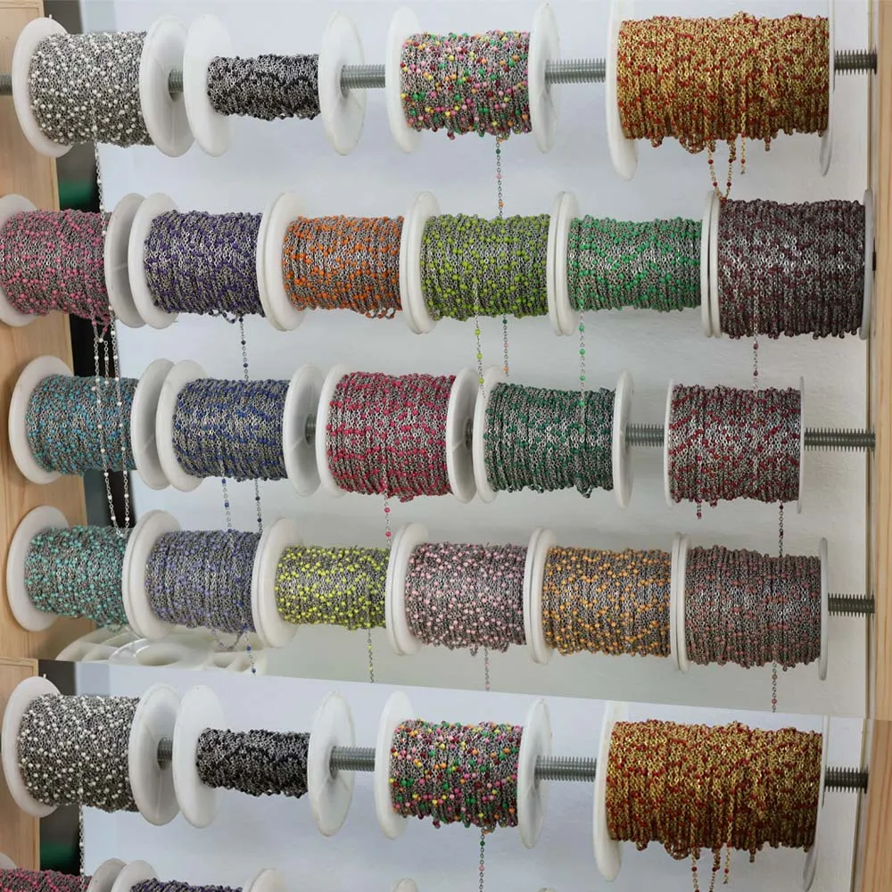 

5 Meters Stainless Steel Beads Chain Metal and Resin Hybrid Chains Enamel Multicolor Beaded Jewelry DIY Making