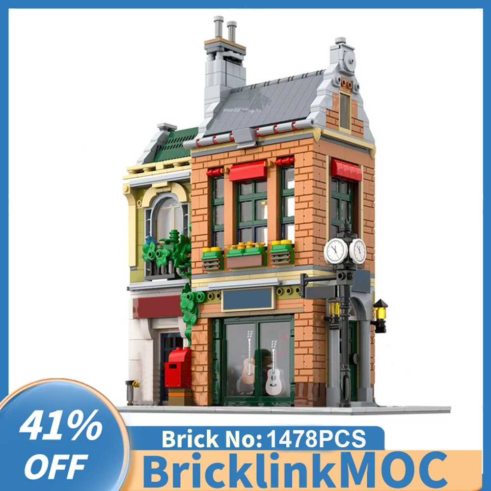 

NEW 1478PCS City Hot Selling Street View Moc Modular Music Store model creative ideas ChildrenToy birthday Gift Blocks MOC-10308