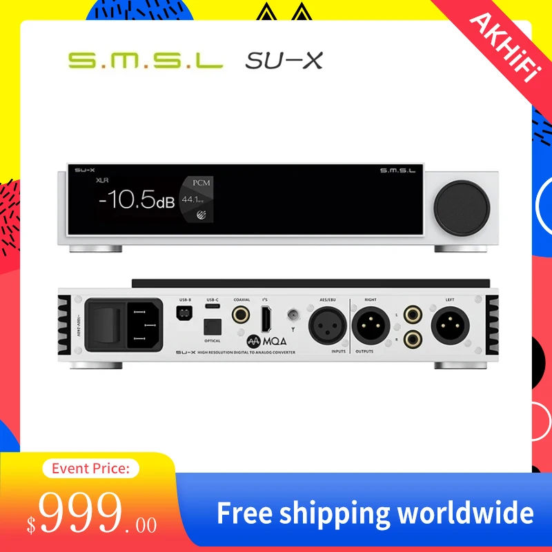 SMSL SU-X Digital Audio Decoder DSD Flagship ES9039MSPROx2 Dual-chip MQA XMOS316 DSD512 Bluetooth High quality 32Bit/768kHz SUX