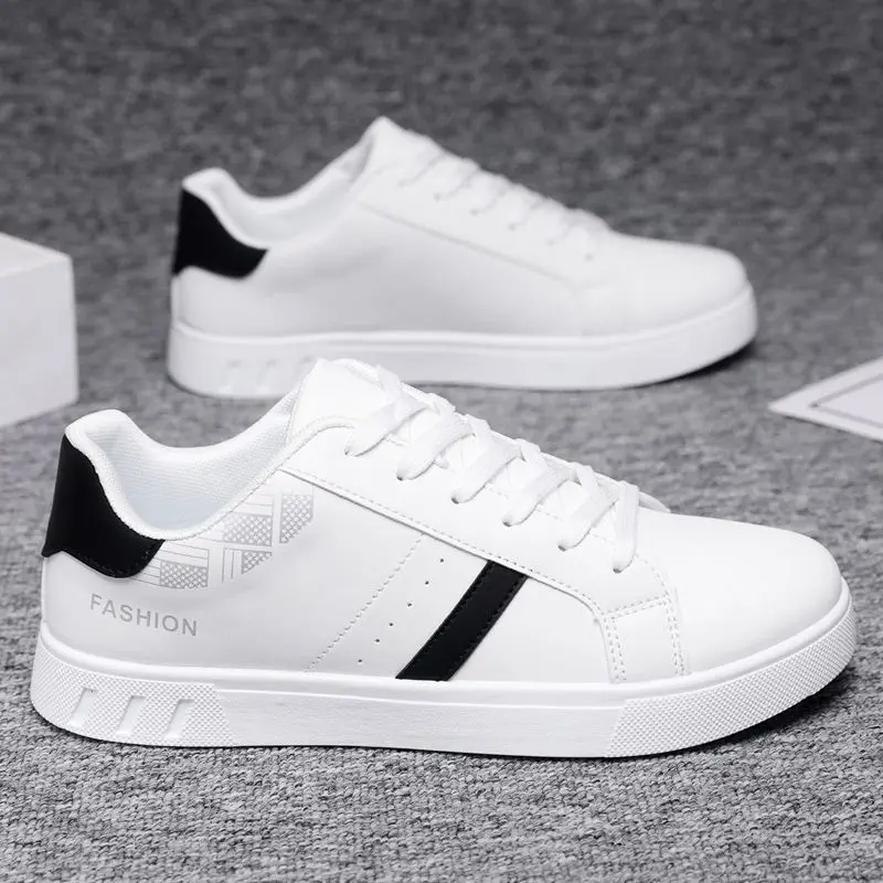 أحذية رجالية عادية بولي أحذية أحذية رياضية من الجلد كلاسيكية في الهواء الطلق تنفس حذاء مسطح منخفض أعلى الذكور المشي حذاء منصة حذاء رجالي أبيض