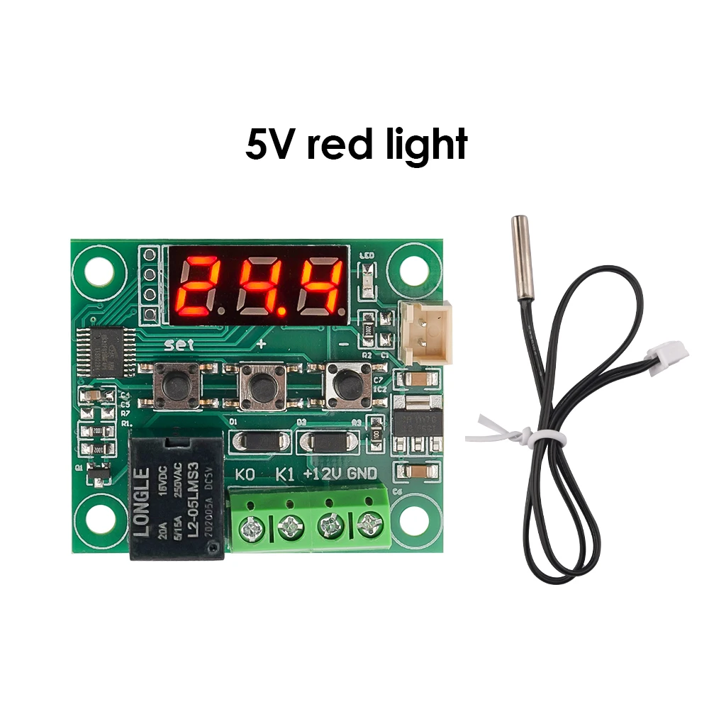 DC 5V 12V 24V W1209 LED Digital Thermostat Temperature Controller Thermometer Heat Cool Switch Module Waterproof NTC Sensor