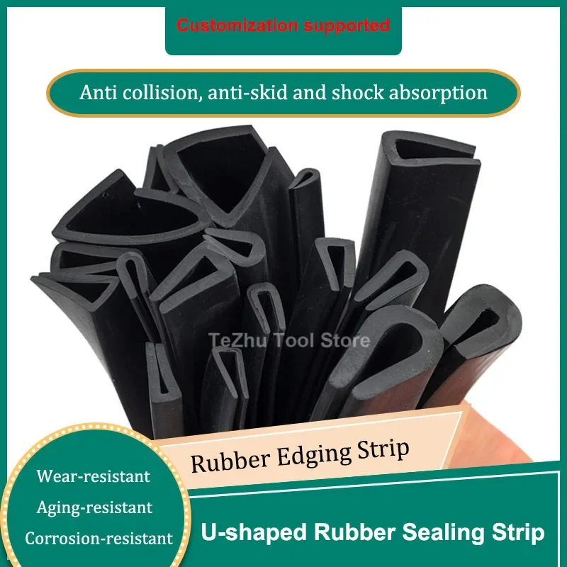 1Meter Rubber Edging Strip U-shaped Foam Strip Steel Plate Iron Sheet Anti-collision Strip Electrical Box Cabinet Sealing Strip