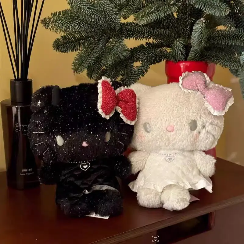 Peluches de 20 cm de la serie Hello Kitty Ángel y Demonio, lindos peluches en bolsa, decoración suave para habitación, regalo, muñeco de peluche.