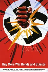 Smash The Nazis Vintage World War II Two WW2 USA Military Propaganda Poster