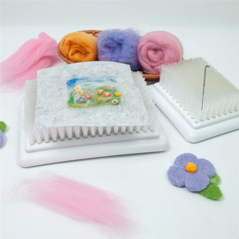 A59E-Felting إبرة حصيرة الصوف ورأى خلفية فرشاة التطريز الخياطة الحرف التلبيد إبرة اللباد الصوف البساط فرشاة